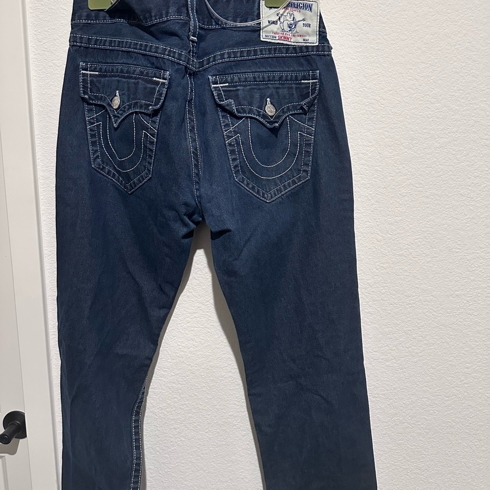 True Religion Dark Blue Jeans with White Stitching